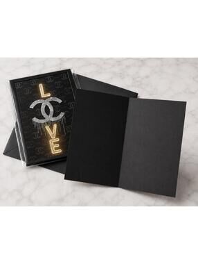 Black Gold Designer CC Love Greeting Card Set of 10 5x7 Envelopes, Blank Inside